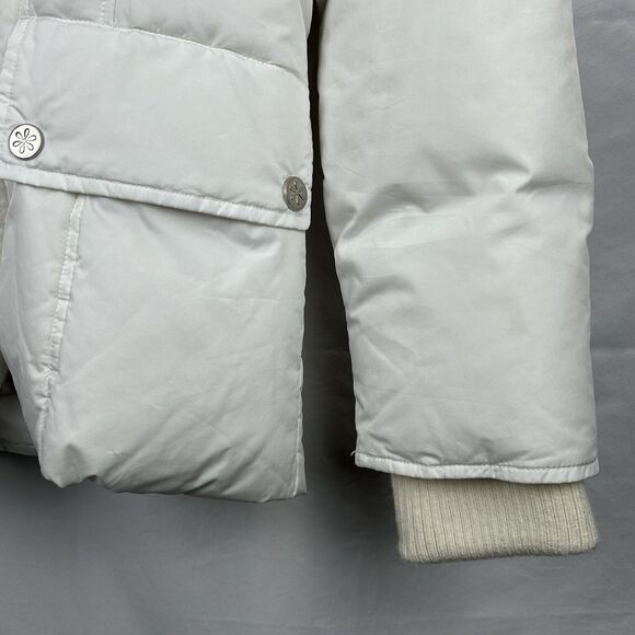 VEEKO Women's Medium 36 Goose Down Puffer Coat Jacket White Collared Pockets - Picture 3 of 16